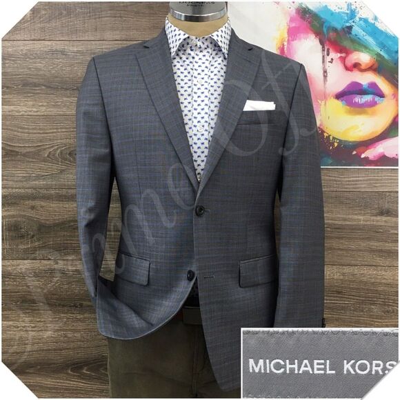 MICHAEL KORS Mens Blazer Sport Coat Casual Jacket Size 38R‎ Wool Suit Two Button